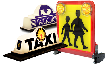 Different taxi roof signs from Pointguard